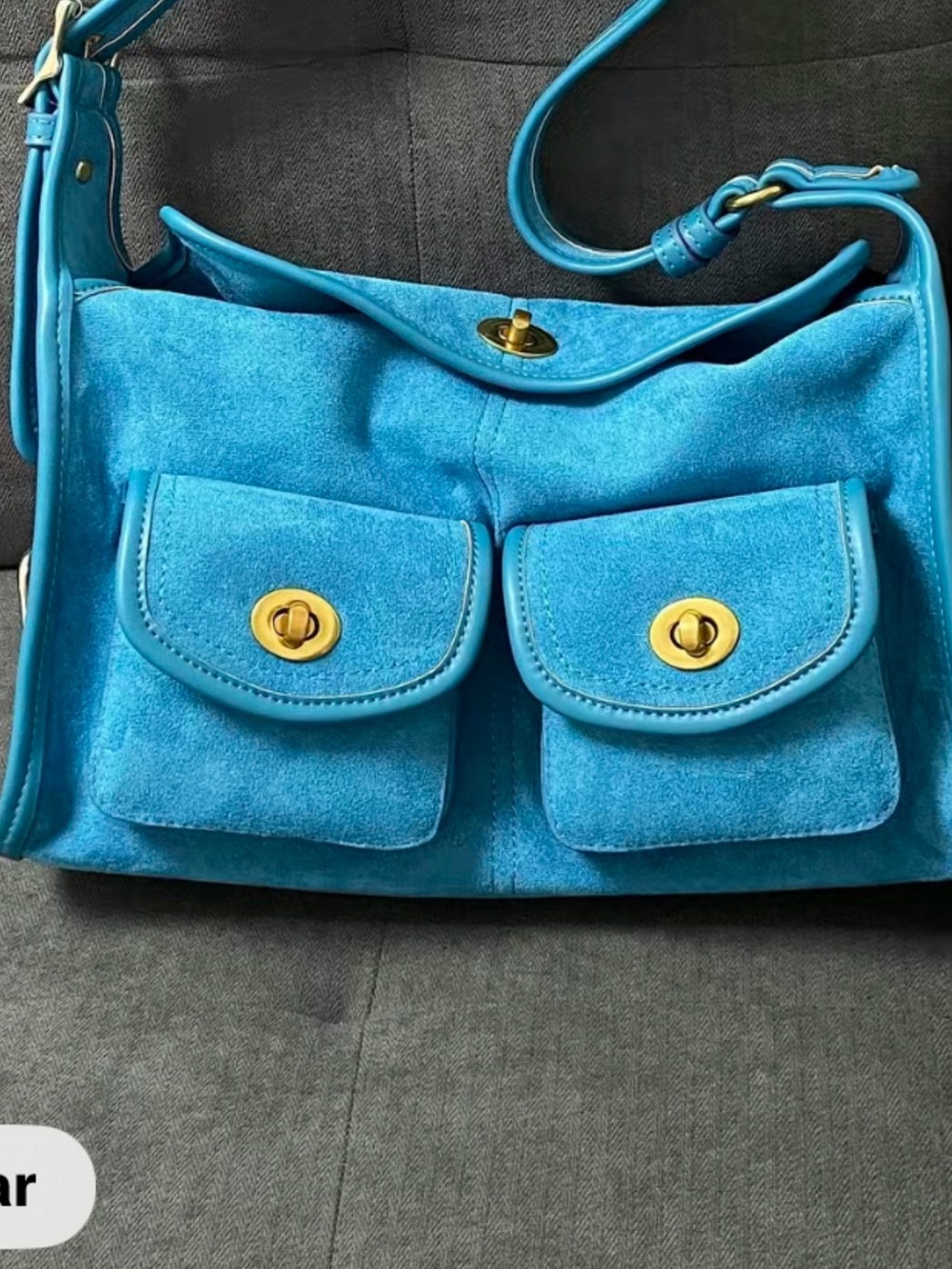 Vintage Y2K hobo style Blue suede bag - Picture 6 of 8